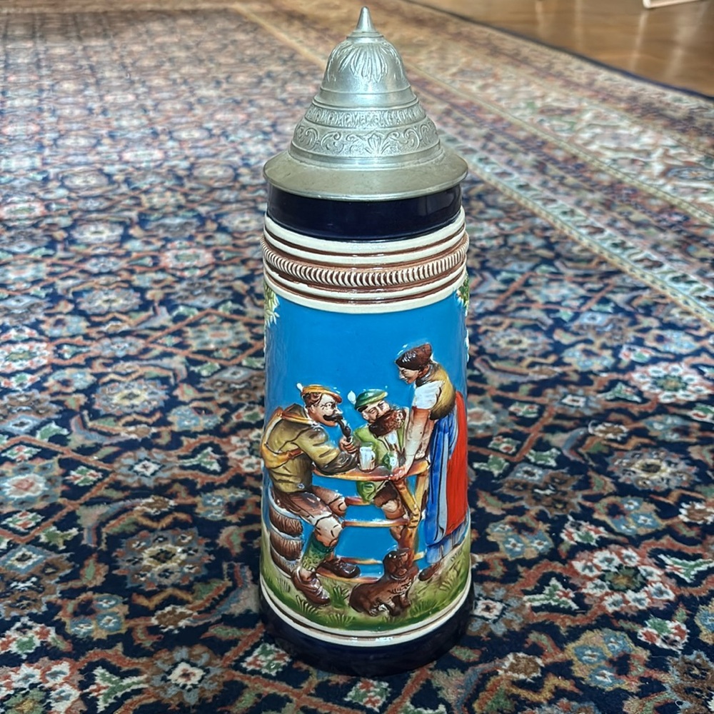 Large Original King West Germany Covered Beer Stein!!